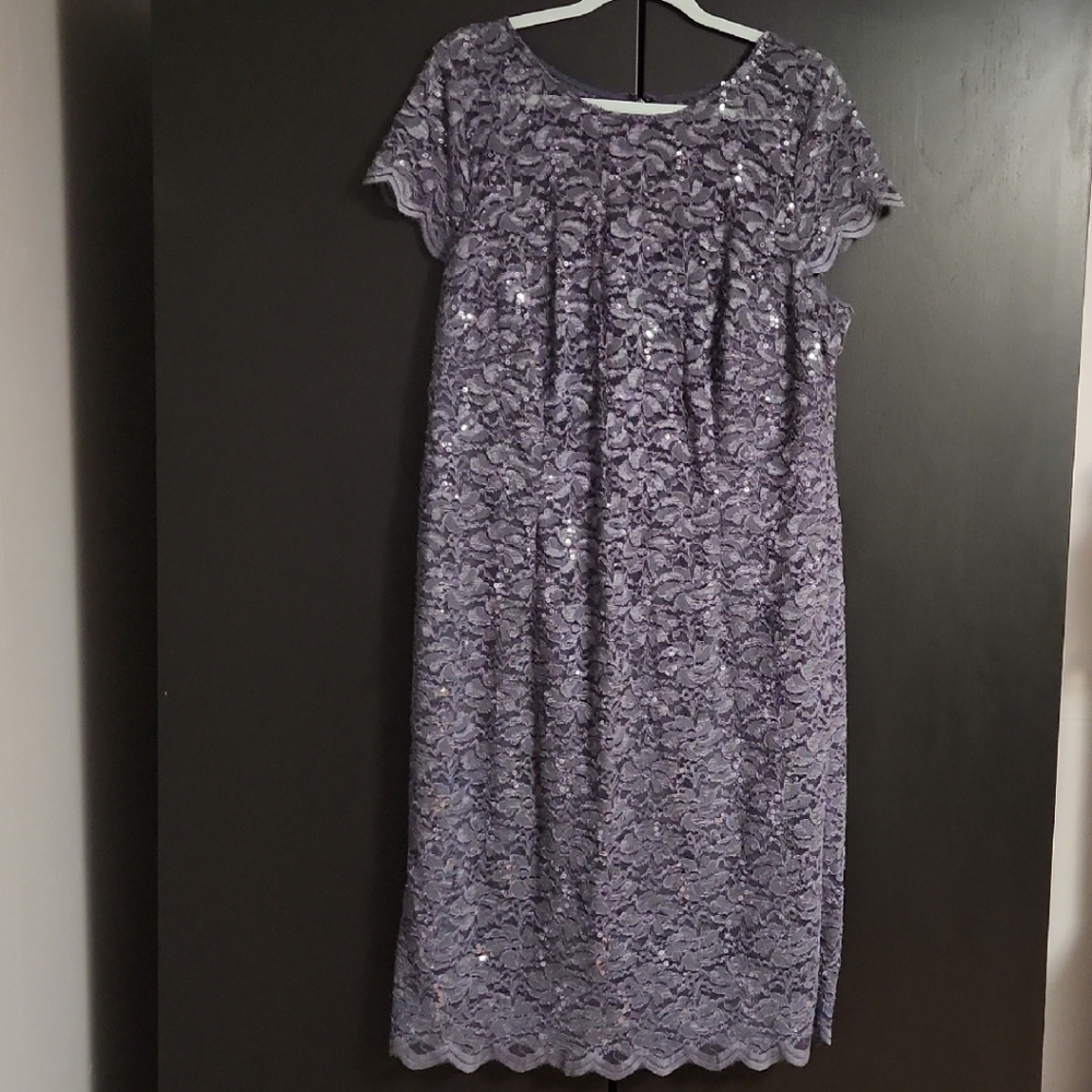 Alex Evenings Gray Lace Dress